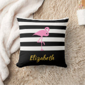 白黒の名前をカスタムする|のピンクのフラミンゴ クッション (ブランケット)
