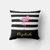 白黒の名前をカスタムする|のピンクのフラミンゴ クッション (裏面)