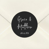 白黒の名前カスタマイズの結婚式の引き出物 ラウンドシール