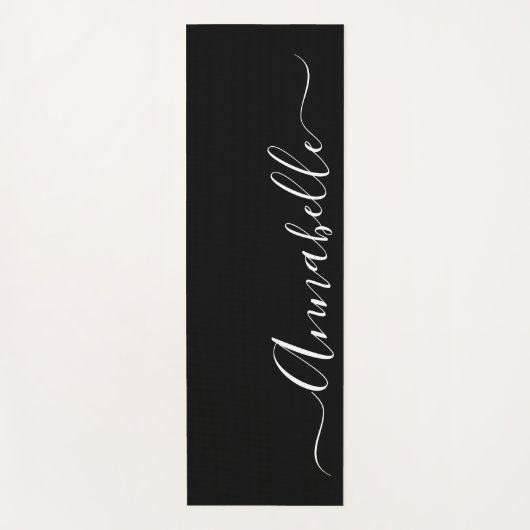 白黒の名前パーソナライズされたヨガマット ヨガマット (正面)