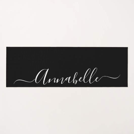 白黒の名前パーソナライズされたヨガマット ヨガマット (正面(横))