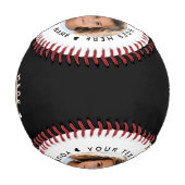 白黒の名前パーソナライズされた文字と写真 野球ボール (正面)