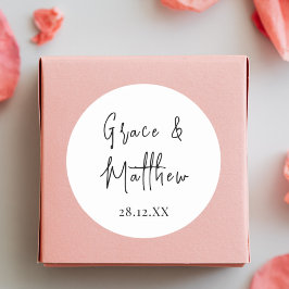 白黒の名前パーソナライズされた結婚式の引き出物 ラウンドシール