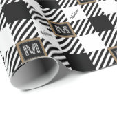 白黒の名前+バッファローチェックモノグラム ラッピングペーパー (ロールコーナー)