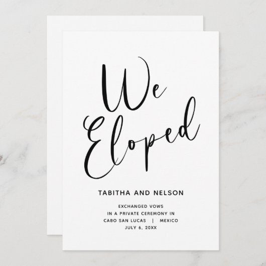 白黒の告知フォトカードの取り消し 案内状 (正面/裏面)