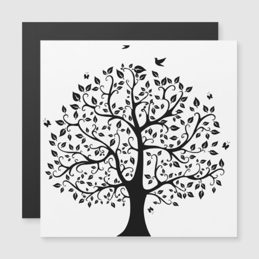 白黒の命の木 マグネット招待状 (正面/裏面)
