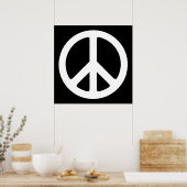 白黒の和平サイン ポスター (キッチン)