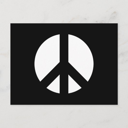 白黒の和平サイン ポストカード (正面)