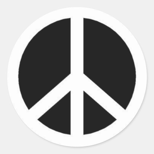 白黒の和平サイン ラウンドシール (正面)