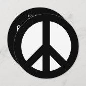 白黒の和平サイン 招待状 (正面/裏面)