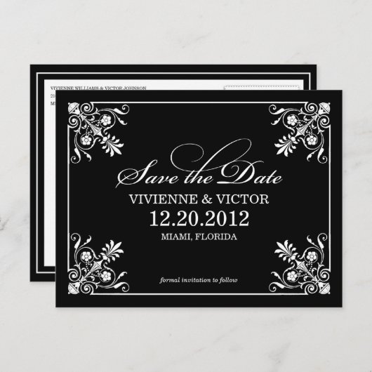 白黒の問題 | セーブ・ザ・デート案内 案内ポストカード (正面/裏面)