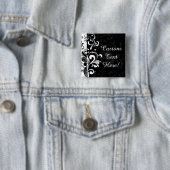 白黒の噴水の渦巻のパーティー 缶バッジ (インサイチュ)