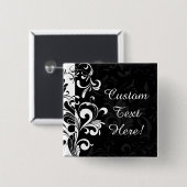 白黒の噴水の渦巻のパーティー 缶バッジ (正面&裏面)