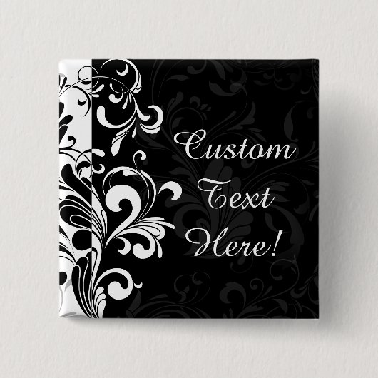 白黒の噴水の渦巻のパーティー 缶バッジ (正面)