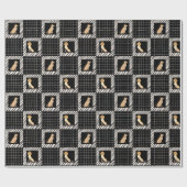 白黒の四角とライトブラウン犬 ラッピングペーパー (フラット)