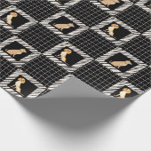 白黒の四角とライトブラウン犬 ラッピングペーパー (角)