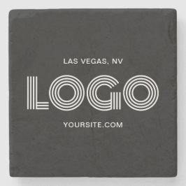 白黒の四角モダン形ロゴプロモーション ストーンコースター