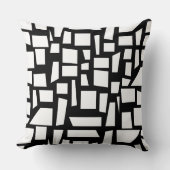 白黒の四角形と四角形のパターンアート クッション (正面)