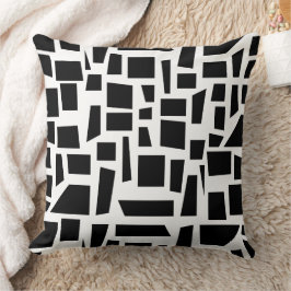 白黒の四角形と四角形のパターンアート クッション