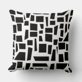 白黒の四角形と四角形のパターンアート クッション (正面)