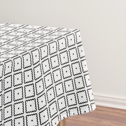 白黒の四角形のドットパターン テーブルクロス (インサイチュ)
