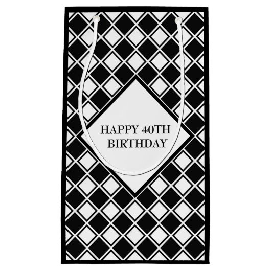 白黒の四角形 スモールペーパーバッグ (正面)