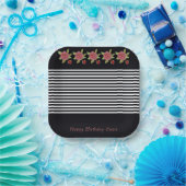 白黒の四角形 ペーパープレート (パーティー)