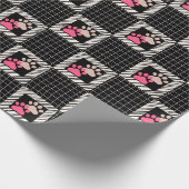 白黒の四角（ピンクの猫の前足） ラッピングペーパー (角)