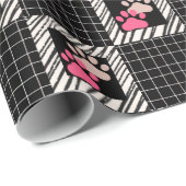 白黒の四角（ピンクの猫の前足） ラッピングペーパー (ロールコーナー)