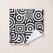 白黒の図形カッコいい バスタオルセット (ウォッシュタオル)