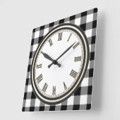 白黒の国のチェックパターンのキッチン時計 スクエア壁時計 (傾斜)