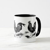 白黒の国のヴィンテージのオンドリのマグ マグカップ (正面右)