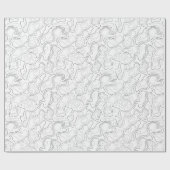 白黒の地形図パターン包装紙 ラッピングペーパー (フラット)