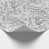 白黒の地形図パターン包装紙 ラッピングペーパー (角)
