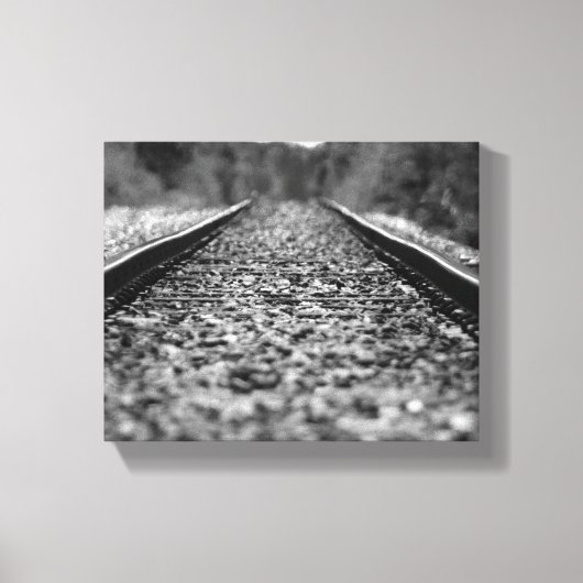 白黒の地方鉄道トラック8x10 キャンバスプリント (正面)