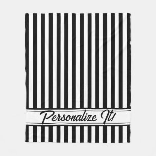 白黒の垂直ストライプ フリースブランケット