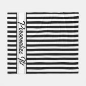 白黒の垂直ストライプ フリースブランケット (正面(横))