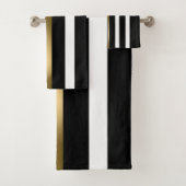 白黒の垂直金ゴールドのアストライプクセント バスタオルセット (インサイチュ)