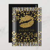 白黒の垂直金ゴールドホイルストライプドッフェイクト ポストカード (正面/裏面)