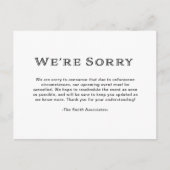 白黒の基エレガント本的なキャンセル 案内ポストカード (正面)