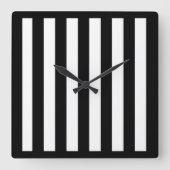 白黒の壁ストライプの時計 スクエア壁時計 (正面)
