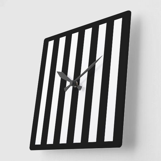 白黒の壁ストライプの時計 スクエア壁時計 (傾斜)
