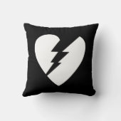 白黒の壊れたハートベクトルアート クッション (裏面)