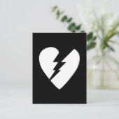 白黒の壊れたハートベクトルアート ポストカード (スタンド正面)