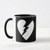 白黒の壊れたハートベクトルアート マグカップ (左)