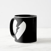 白黒の壊れたハートベクトルアート マグカップ (正面左)