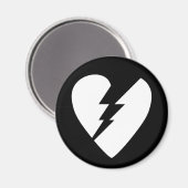 白黒の壊れたハートベクトルアート マグネット (正面/裏面)