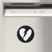 白黒の壊れたハートベクトルアート マグネット (インサイチュ (食洗機))