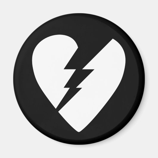 白黒の壊れたハートベクトルアート マグネット (正面)