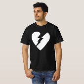 白黒の壊れたハートベクトルアート Tシャツ (正面フル)
